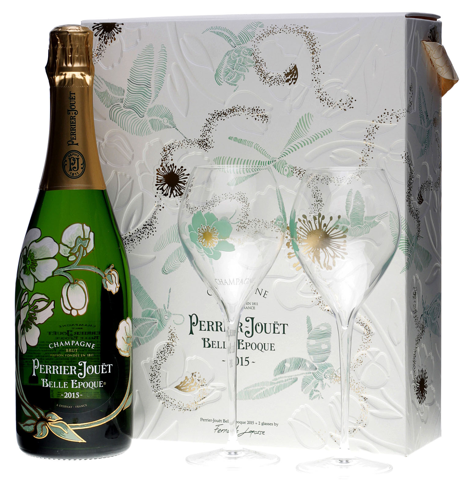 Perrier Jouet Belle Epoque 2015 Champagner Geschenkset mit 2 Gläsern